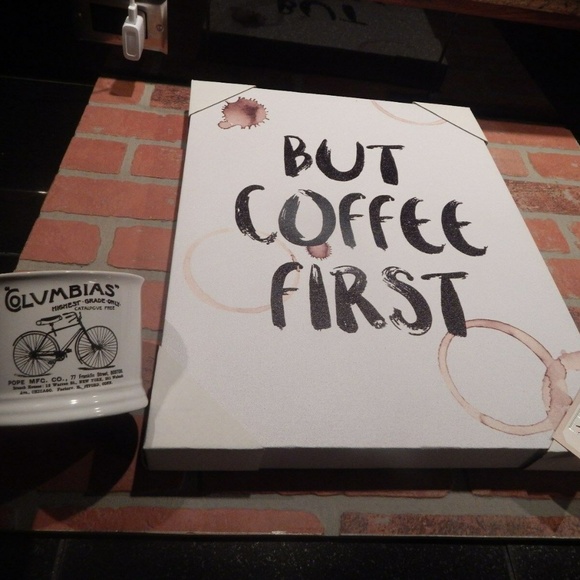 But Coffee Cup Stain Mark FIRST Canvas Wall ART Hanging Barista Home Decor Cafe - Picture 4 of 7